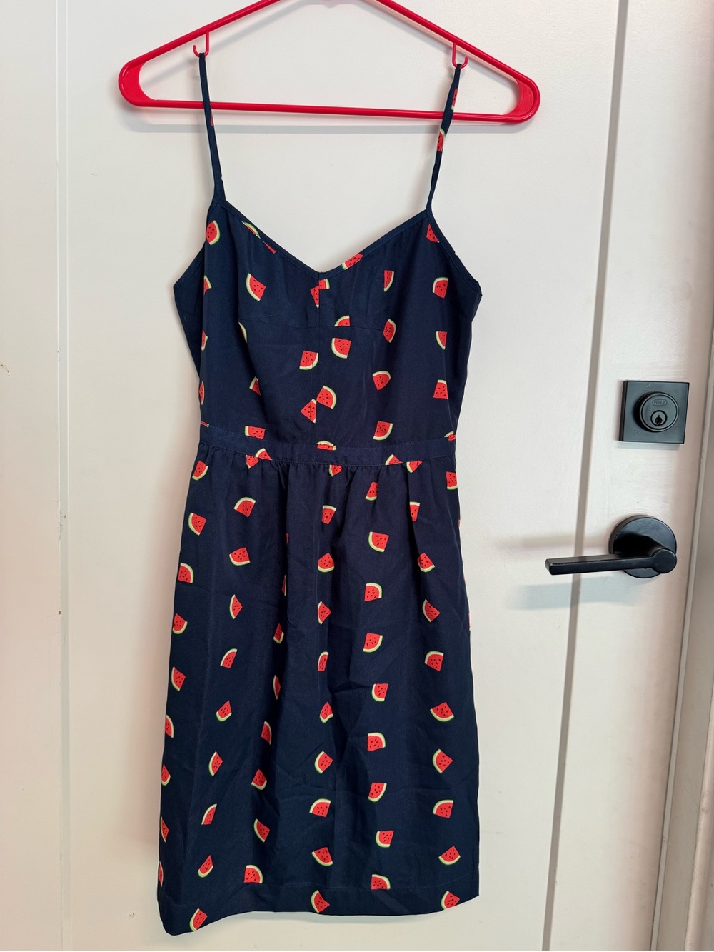 J. Crew Factory Navy Watermelon Print Spaghetti Strap Dress, 0